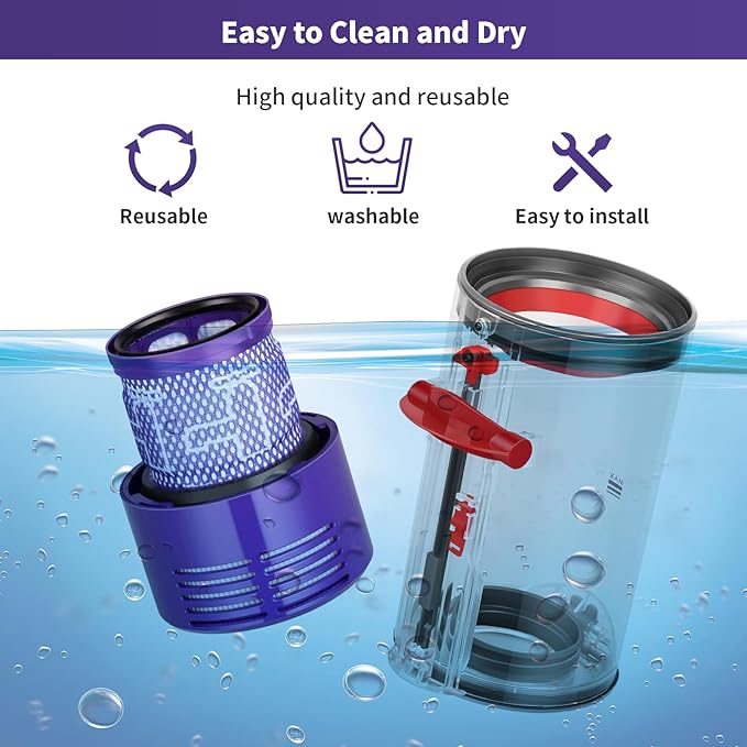 Upgraded Dust Bin Replacement Compatible With Dyson Dyson V10 SV12 Animal and Absolute Models Only,NOT For V7 V8 V11 V12 V15, Canister Bin for Part No.969509-01 with 1 HEPA Filter