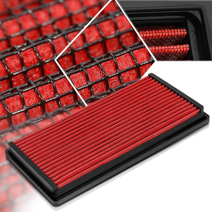 Red Reusable Washable High Flow Drop-in Air Filter Compatible with 95-05 Chevy Blazer 4.3L V6