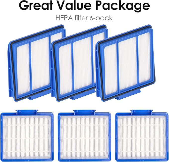 (6 Pack) RVFFK950 1172FK870 HEPA Filters for Shark ION, IQ, EZ, AI Series Robot Vacuum RVFFK950 1172FK870 RV101 RV1001AE RV1001 AV970 AV1002AE AV993 RV912S AV753 UR1000SR AV752 Filter Accessories