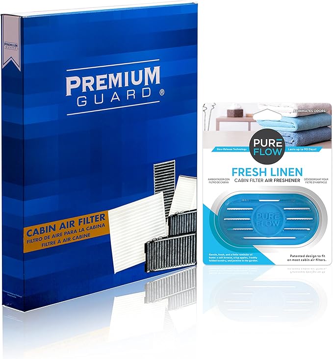 Premium Guard Cabin Air filter PC99273 with Fresh Linen Cabin Filter Air Freshener | Fits 2017-19 Hyundai Ioniq, 2017-22 Kia Niro, 2019-22 Niro EV