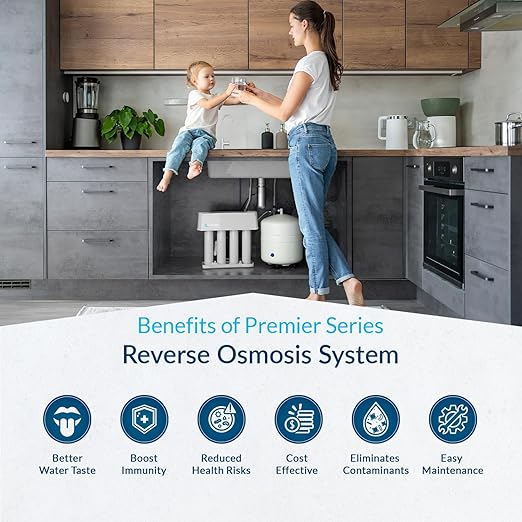 Aquasure Premier 4-Stage RO Reverse Osmosis Under Sink Drinking Water Filtration System | Removes 99% of Contaminants | 75 GPD, Leak-Proof, Quick Change Filters, with Tank & Brushed Nickel Faucet
