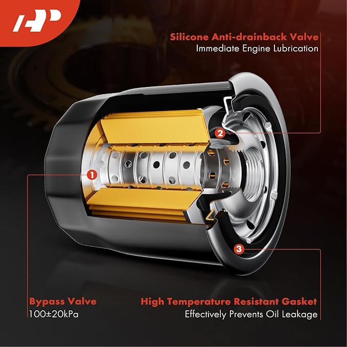 A-Premium 10K Miles Protection Spin On Oil Filter Compatible with Ford & Chevy & for Toyota & for Honda & Nissan & Subaru & Kia & Mazda & Mitsubishi & Infiniti & Smart, Replace# 15208AA09A, PH6607