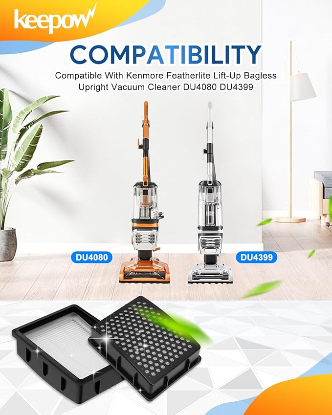 KEEPOW K3010 HEPA Replacement Filter Compatible with Kenmore Bagless Uprights & Intuition Bagged Vacuum Cleaner BU4022, BU4050,BU4020, BU4018, BU3040, DU2012, DU2015, DU5080, DU5092, DU2001, 2 Pack