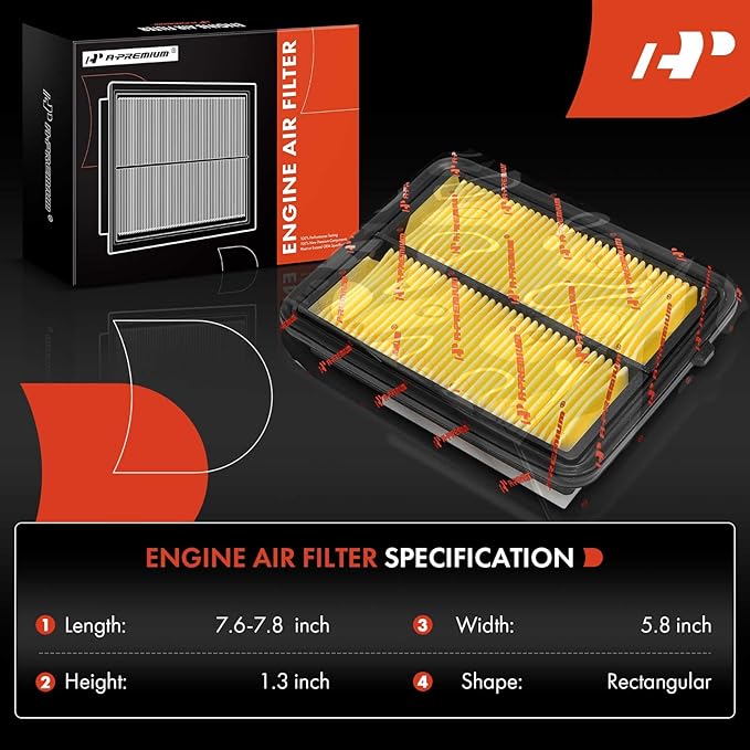 A-Premium Engine Air Filter Compatible with Nissan Versa 2020-2024, Kicks 2017-2024, 1.6L, Replace# 165465RF0A