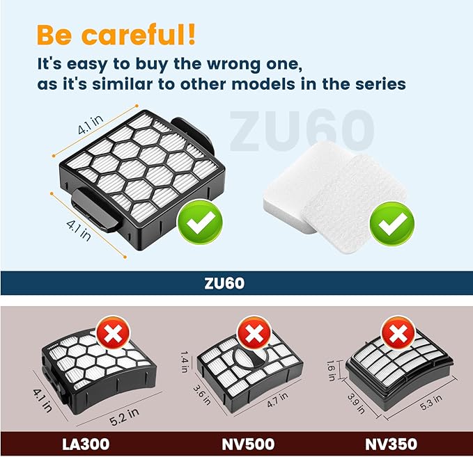 Colorfullife Filters for Shark Navigator Zero-M Self-Cleaning Brushroll Pet Pro Upright Vacuum ZU60 ZU62 ZU62C NV251,NV255, Replacement Parts Parts #1238FT60&1239FT60