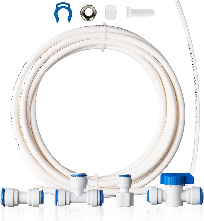 iSpring ICEK3 3/8" Tubing Water Line Splitter and Reverse Osmosis Refrigerator Ice Maker Kit, Fits PH100, RO100, US15 Series, 20 feet, Everything Included for Installation