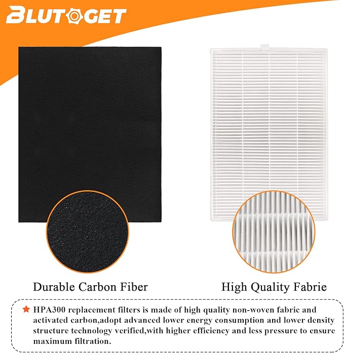 6 Pack HPA300 HEPA Filter R Replacement for Honeywell Air Purifiers HPA300 HPA200 HPA100 HPA300 HPA304 HPA8350 HPA3300b HPA5300 Replace HRF-R3 & HRF-R2 & HRF-R1&HRF-AP1-8 Pre filters A by Blutoget