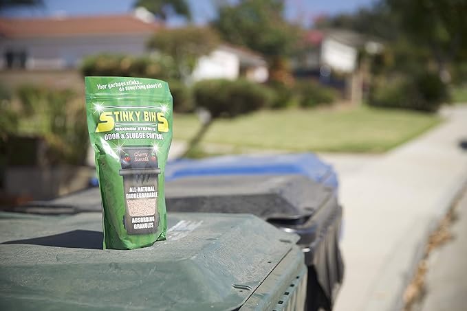Garbage Odor Eliminator – Cherry Scented Absorbing Granules for Trash Bins, Dumpsters, Garbage Cans, and Outdoor Waste – All-Natural Sludge Control and Deodorizer – 24 oz Bag