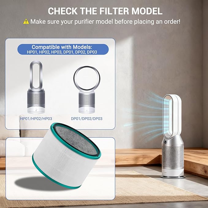 2-Pack HP01 HP02 HEPA Filter Compatible with Dyson Pure Hot Cool Link HP01 HP02 Desk Purifiers, Dyson Pure Cool Link desk fan DP01 DP02, Compare to Part # 968125-03, Fit for Dyson Air Purifier Filter