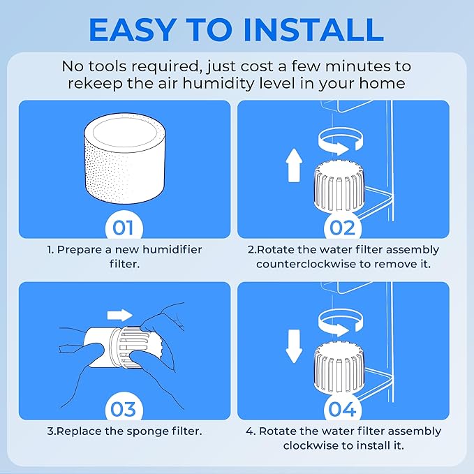 30-Pack Top Fill Humidifier Replacement Filters for LEVOIT Classic160, Dual150, Dual200S, Classic300(S), LV600S, OasisMist 450S, Superior6000S Series Humidifiers by Funmit