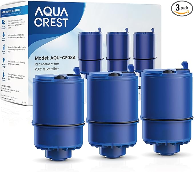 3 Pack Faucet Filter Replacement for All PUR®Plus, PUR® Water Filter Replacement, Pur® Filter Replacement RF-9999®, NSF 42 Certified, 900-Gallon Long Lifespan, AQUA CREST