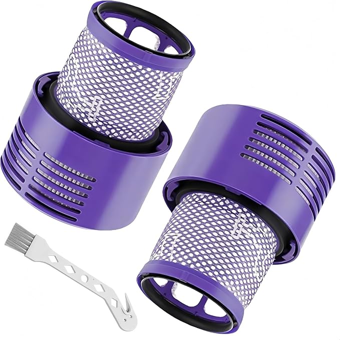 2 Pack SV27/V10 Replacement Filters for Dyson V10 Cyclone/Animal/Absolute/Total Clean/Motorhead & SV12/SV27, Compatible with Part 969082-01 + 1 Clean Brush