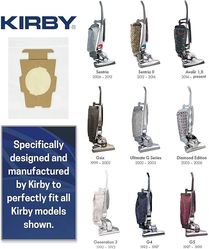 Kirby 204814 Micron Magic HEPA Filter Plus Bags, 6, White Vacuum Bags