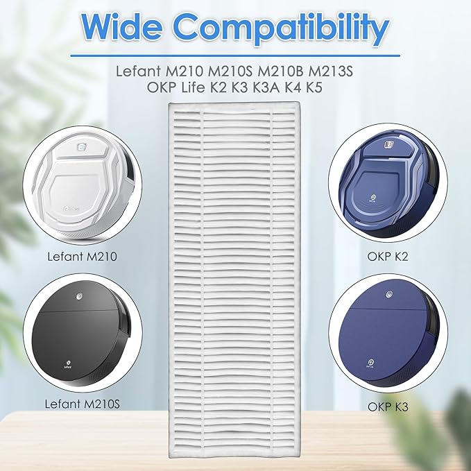 (8 Pieces) HEPA filter compatible with Lefant M210 M213 M210S M210B M213S, OKP Life K2 K3 K3A K4 K5, Sweeper Robot Vacuum Cleaner Filter Replacement Parts