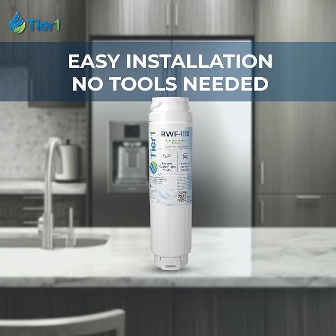 Tier1 RWF1110 9000 077104 Refrigerator Water Filter | Replacement for Bosch 644845, REPLFLTR10, UltraClarity, 11034152 Fridge Filter - Up to 12 Months Supply | Easy Install | Odor Control (2-pk)