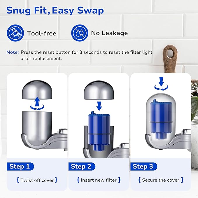 Fil-Fresh 4-Pack PURWater Filter Replacement for RF-9999 PURPLUS Faucet Water Filtration System, NSF Certified, Replace Mineral Core Faucet Mount Water Filter