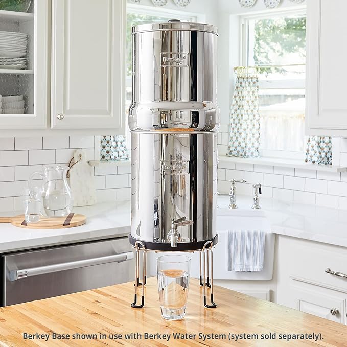 Berkey Water Filter Stainless Steel Wire Stand with Rubberized Non-Skid/Non-Slip Feet for Imperial and Crown and Other Extra Large Sized Gravity Fed Water Filters Raises Your 6 inches
