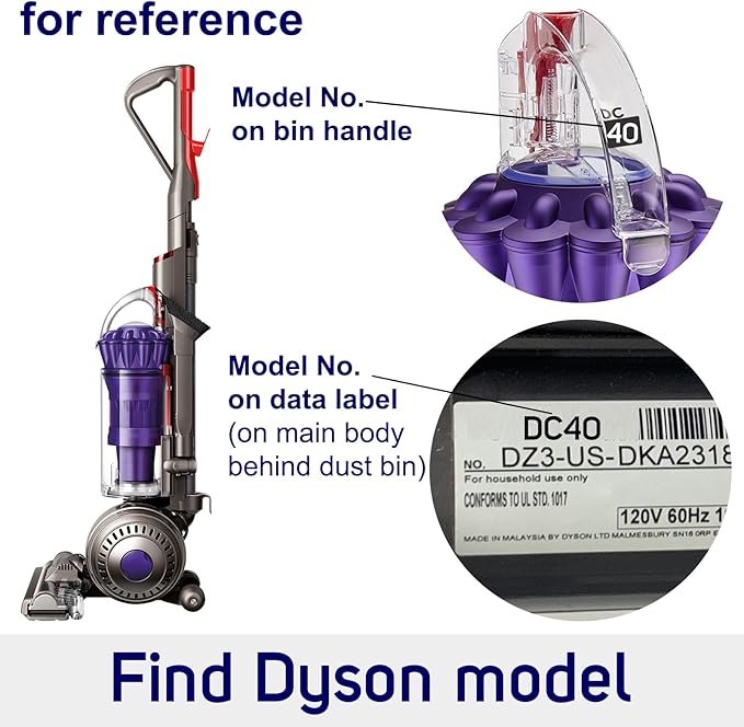 Hose Filter Replacement for Dyson DC40 UP16 UP19 Light/Slim Ball Multi Floor 2, Pre-Filter 923587-02, Post Filter 922676-01, Hose 920765-04