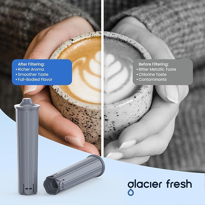 GLACIER FRESH Water Filter Compatible with Jura® 71794 Claris Smart+ Filter Cartridge, Fits E6, E8, Z8, Z6, J6, ENA8 Coffee Machines, NSF/42 Certified, 4 Pack