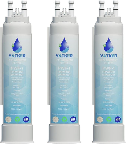 FPPWFU01 Water Filter Replacement for Frigidaire FPPWFU01 Water Filter, Compatible with PurePour PWF-1,EPPWF01 PureAdvantage PWF-1 (3-Pack)