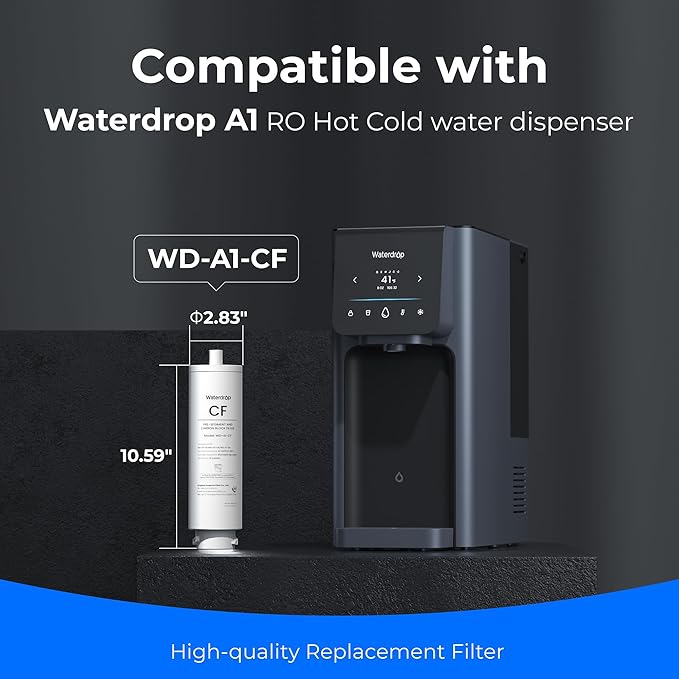 Waterdrop 𝐀𝟏-𝐂𝐅 Filter, Replacement for Waterdrop 𝐀𝟏 Countertop Reverse Osmosis Hot and Cold water Dispenser, 6-month Lifetime