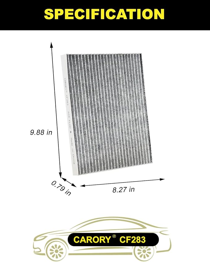 Cabin Air Filter w/Activated Carbon for Chrysler Pacifica (2017-2025), Grand Caravan (2021-2025), Voyager (2020-2025), OE# 68606186AA, 68597396AA, CF12283, XC10581C, CAF99238C, 68308950 AA