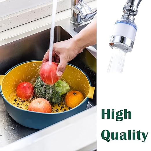 2-Pcs Sink Water Faucet Filter,360 Degree Rotating Faucet Filter Water Filter Purifier for Kitchen,Bathroom Sink,Removes Sediment and Large Impurities,with 6 Filter Cartridges