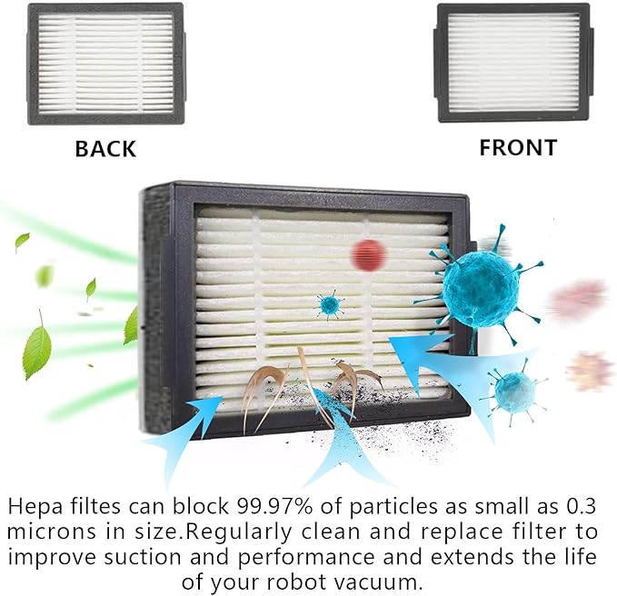 Brush Hepa Filter Accessory Kit Replacement Compatible with Roomba I & J Series i1 i3 i4 i6 i7 i8 J7 J5 J6 J8 J9 Including 2 Extractor 10 Filters 10 Side Brush & 5 Bags