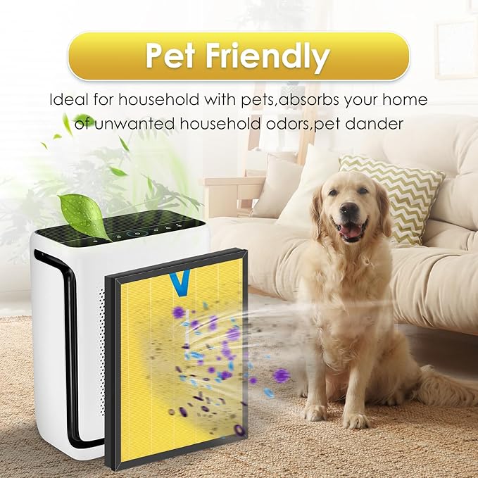 2 Pack Vital 200S Pet Care Replacement Filter for LEVOIT Vital 200S and Vital 200S-P Air Purifier, H13 True HEPA Filter, 3-in-1 Activated Carbon Filters, Replace #Vital 200S-RF-PA, Yellow