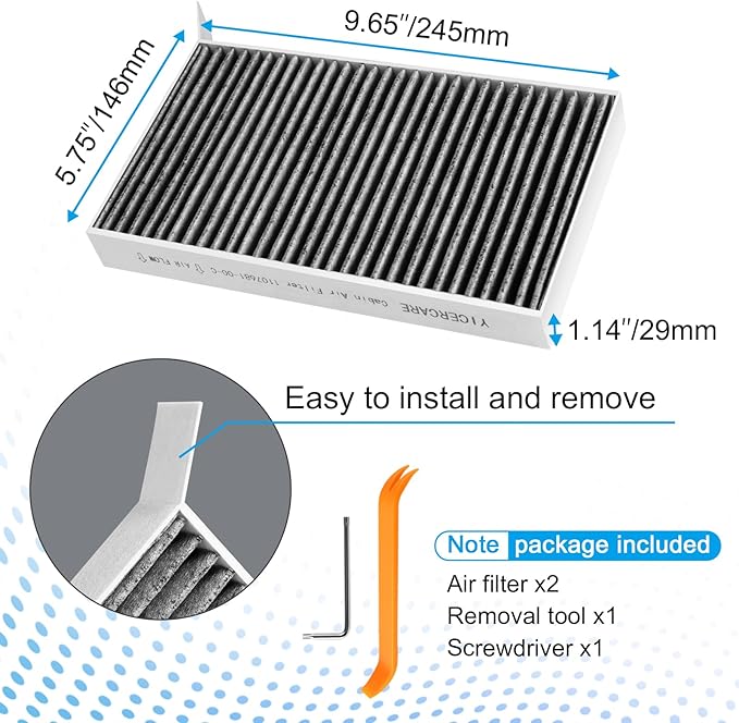 Tesla Model Y Air Filter Model 3 Cabin Air Filter with Activated Carbon, HEPA Filter Replacement Kit Tesla Accessories 2016-2026, 2 Pack