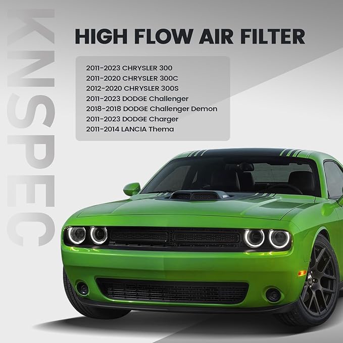 Engine Air Filter Compatible With DODGE Challenger Charger CHRYSLER 300 2011-2023 Reusable Washable Engine Air Filter, Car Replacement Filter(Challenger, Charger,300-Air Filter)