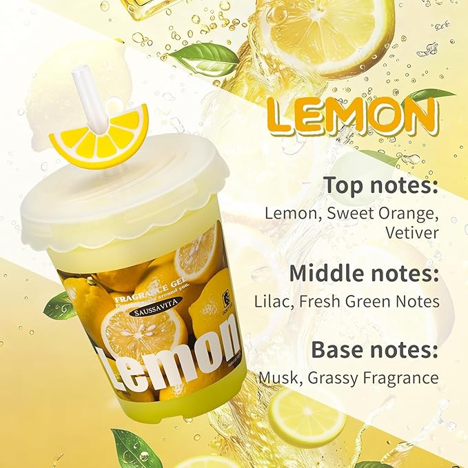 Diffusers for Home Lemon Scent 2 Pack, Bathroom Diffuser Cute Fruit Cup Shape for Office, Air Freshener Diffuser Gel Leak-Proof Car & Room, Bathroom Scent Diffuser Gift for Friends and Family