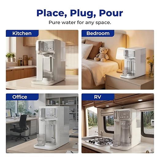 Countertop Reverse Osmosis System, 6-Stage RO Water Filter with Chilled Water, Dual Water Path, Mineralization & TDS Display, Portable Purifier for Home Office (G1 Pro Cold●Hot)