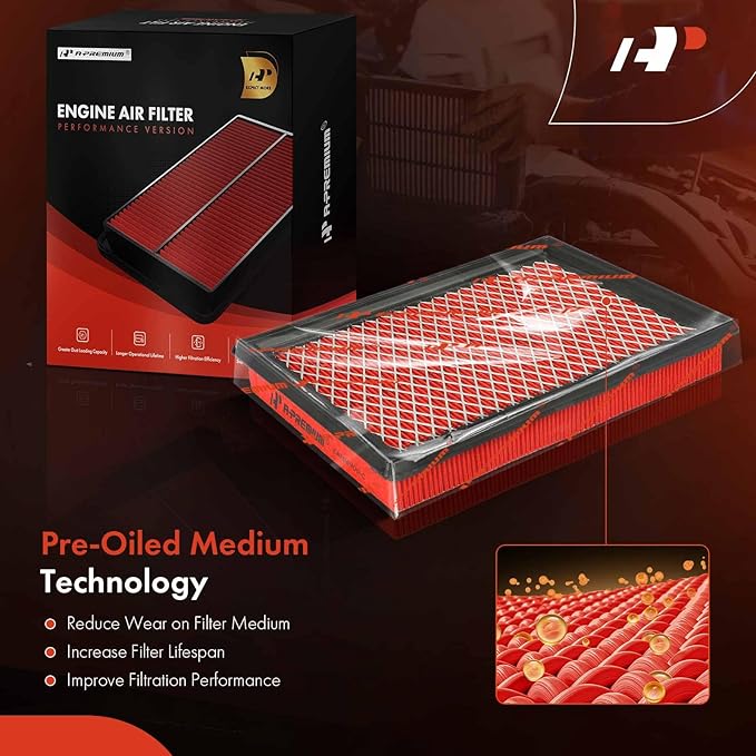 A-Premium High-performance, Pre-oiled Engine Air Filter Compatible with Nissan & Infiniti Models - FX35, FX50, M56, Q50, Q60, Q70, QX70, 300ZX, Juke, Rogue, Sentra- Replace# 16546-30P00