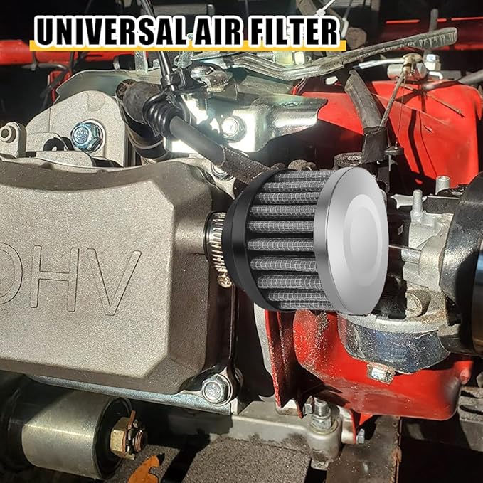 Air Filter, Valve Cover Breather, 25mm Auto Crankcase Cold Air Filter Cleaner with Adjustable Clamp, Breather Turbo Vent Cleaner Automotive Accessories Fit for Cars and Motorcycles (Silver)