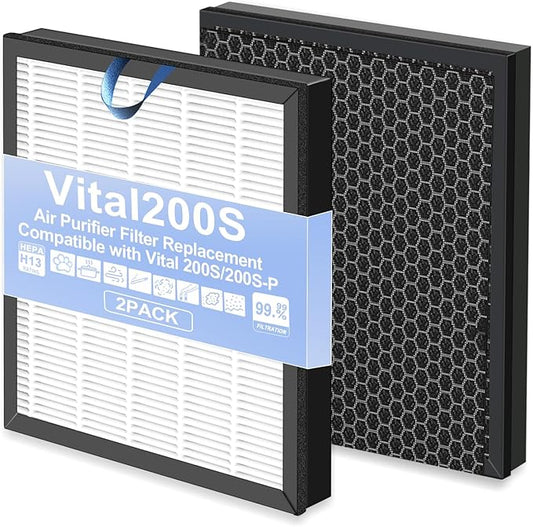 Upgraded Vital 200S Replacement Filter 2-Pack | H13 True HEPA & Activated Carbon | Compatible with Levoit Vital 200S/200S-P Air Purifier | 3-Stage Allergen Defense (White-Vital 200S Original)