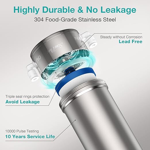 SimPure V7 Under Sink Water Filter System, 20000 Gallons, Reduces 99% Lead, Chlorine, Bad Taste, 5-Stage Stainless Steel Water Filtration System Direct Connect to Kitchen Faucet, No Drilling Required