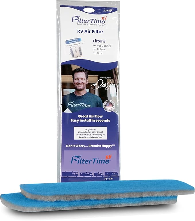 FilterTime RV FT-416 Allergen RV Air Filter 4”x16” AC Filter Replacement for Coleman Mach (2 filters per pack)