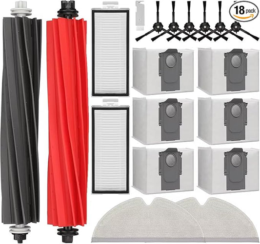 Replacement Parts Fit For Roborock Q5 Pro Q5 Pro+(Plus) Q8 Max Q8 Max+(Plus) Robot Vacuum Cleaner Accessories Kits. Dual Main Roller Brush, HEPA Washable Filter, Dust Bag, Mop Cloth,Side Brush,Robotic