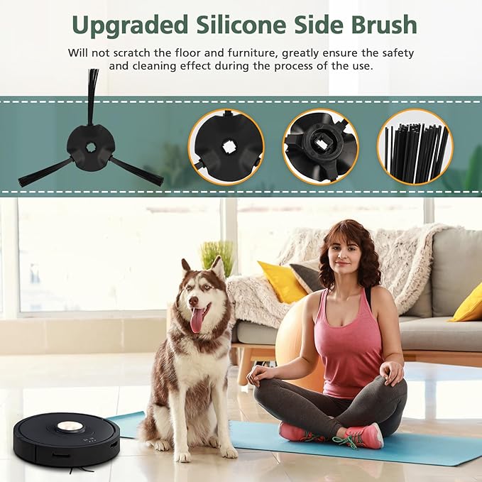 Vacuum Replacement Parts Compatible With Shark RV2310AE AV2310AE RV2310AE RV2320S UR2350AE RV2300S Matrix Robot Vacuum Cleaner, 1 Brush, 2 HEPA Filter, 4 Side Brush, 1 Sponge Filter(Not For RV2310)