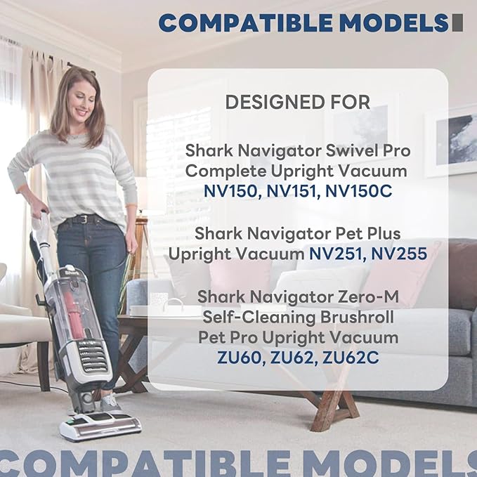 Vacuum Filters Replacement for Shark Navigator Zero-M Self-Cleaning Brushroll Pet Pro Upright Vacuum ZU60 ZU62 ZU62C NV150 NV151 NV255 NV181,2 HEPA Filter, 4 Foam 4 Faux Felt Filters