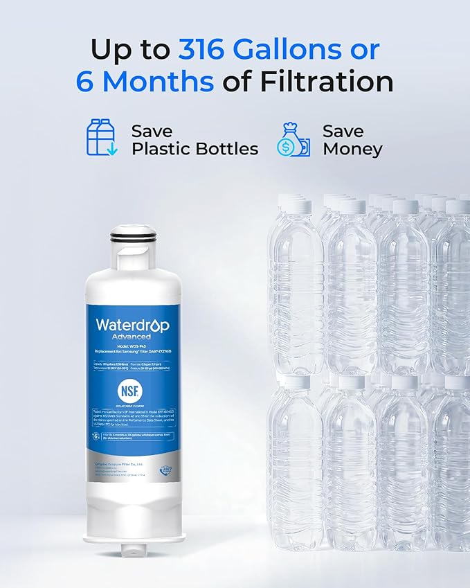 Waterdrop DA97-17376B Replacement for Samsung® HAF-QIN/EXP, DA97-08006C, RF28R7351SG, RF23M8570SR, NSF 53&42 Certified Refrigerator Water Filter, 1 Filters (Package May Vary)
