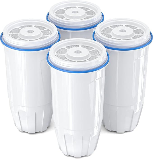 Upgraded Water Filter Replacement Fit for Zero Pitcher and Dispenser ZR-001 ZR-004 ZP-006 ZR-017, Five-Stage Filter System, Effectively Reducing Lead, Chromium, and Contaminants, 4 Packs, By BOGDA