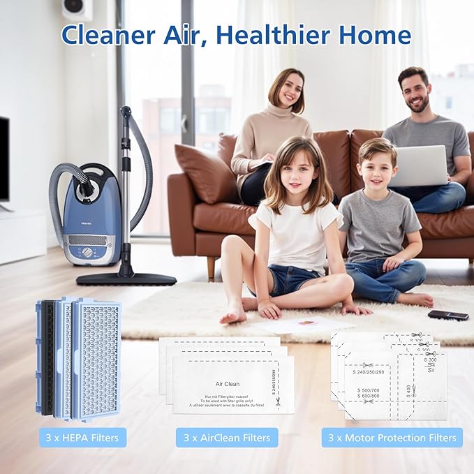3 Pack SF-HA 50 HEPA Filters, Only Compatible with Miele Compact C1 & C2, Complete C2 & C3, S8340, S4, S5, S6, S8, S4000–S8999 and Guard L1/ M1/ S1 Vacuum Cleaners–NOT for Classic C1 or Complete C1