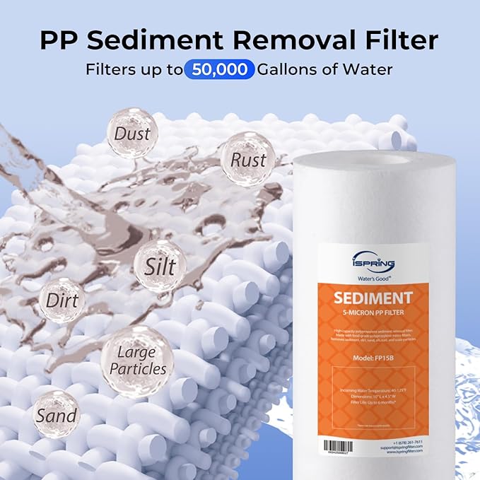 iSpring F3WGB31BPF Whole House Water Filter Replacement Pack, SGS-Tested, Remove up to 99% PFAS, Sediment, Chlorine, Taste & Odor, Up to 12 Months, 4.5” x 10”, Fits WGB31B-PF