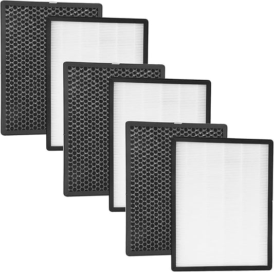 3 Sets H13 True HEPA Replacement Filter, Compatible with Alexapure Breeze AP-B102 and 3049, Including 3 HEPA Filter and 3 Activated Carbon Filter