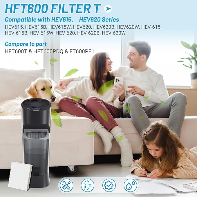 Lemige HFT600 Humidifier Filter T for Honeywell Hev615 Hev620 Top Fill Tower Humidifier, Compatible with Honeywell HFT600 Replacement Humidifier Wicking Filter T, Compare to Part HFT600T HFT600PDQ