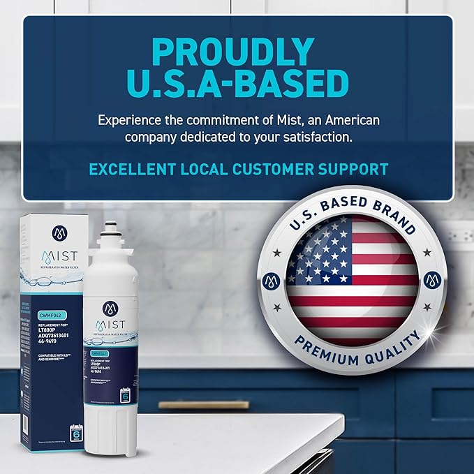 Mist ADQ73613401 Refrigerator Water Filter Replacement for LG LT800P, ADQ73613402, Kenmore 46-9490, Fridge LSXS26326S – NSF 42 Certified – 2 Pack