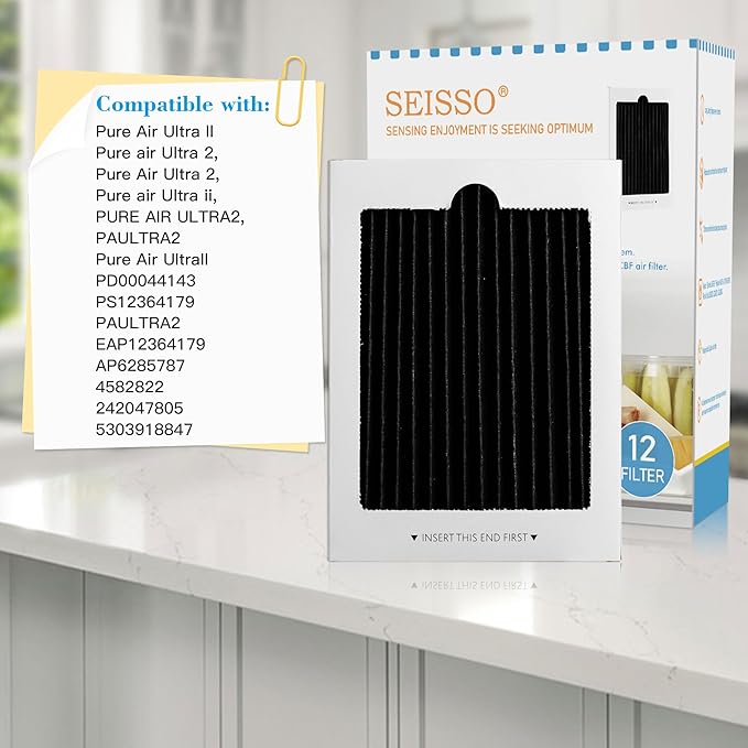SEISSO Carbon Activated Refrigerator Air Filter Replacement Compatible with Frigidaire and Electrolux 242047801, 242047804, 242061001 (12)