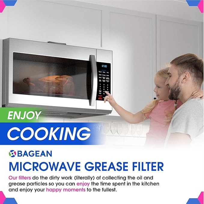 Microwave Filter replacement 6.81" x 6.34" Fits GE WB02X11534 Samsung DE63-00666A Microwave Grease Filter - Freshens and Filters Kitchen Air Entering the Over-the-Range Oven Stove Fan (2-Pack)